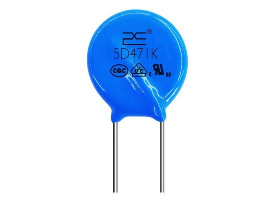 O UL aprovou o varistor de óxido metálico transiente 05D471K dos absorventes do impulso de ZNR 5mm 470V 300VAC 385VDC 800A 0.1W 21J